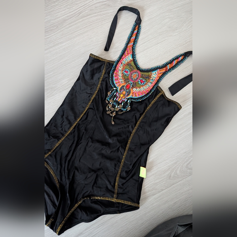 Mar De Rosas One Piece Beaded Swimsuit
